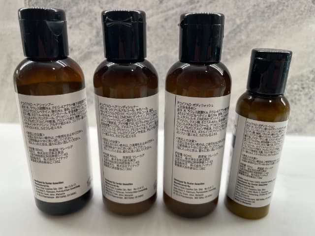ハイアットリージェンシー東京ベイのシャンプー、コンディショナー、ボディウォッシュ、ボディローションの裏面