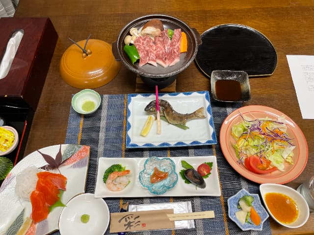 赤沢温泉旅館の夕食